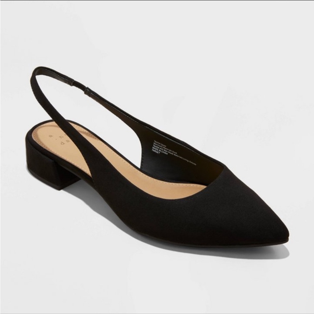 A New Day Black Slingback Flats with Pointed Toe